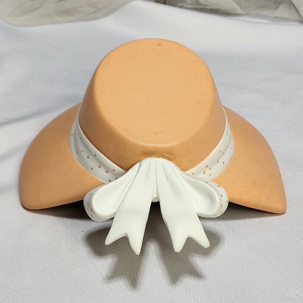 Handmade Pocket Planter Vase Prairie Bonnet Ribbon Hat Ceramic Pottery Home Deco